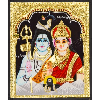 Shivan Parvathi Tanjore Painting
