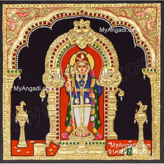 Palani Raja Alangara Murugan Tanjore Painting