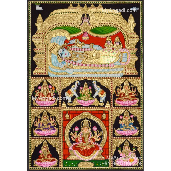 Ranganathar With Ashtalakshmi Tanjore Painting