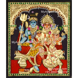Shiva Family Tanjore Painting - Shiva Parivar