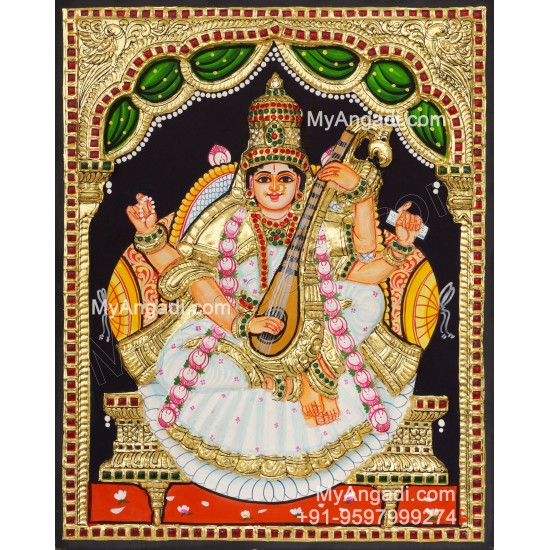 Saraswathi  3D Tanjore Painting