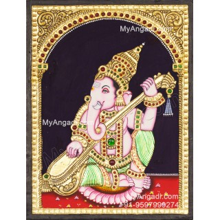 Musical Ganesha Tanjore Paintings
