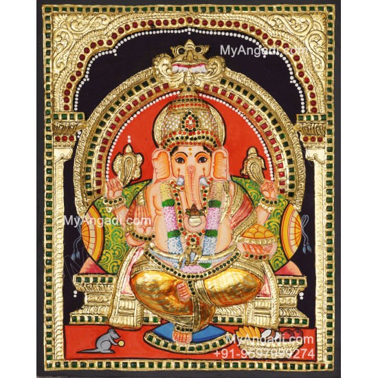 Ganesha 3d Embossed Tanjore Painting