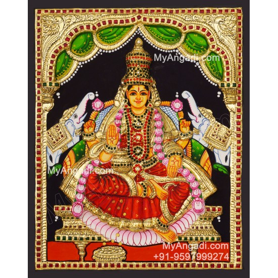 Gajalakshmi 3d Embossed Tanjore Painting