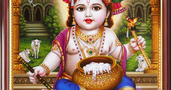 Lord Baby Krishna Sitting Photo Frame Big
