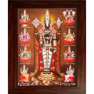 Lord  Perumal with Ashtalakshmi Wooden Photo Frame