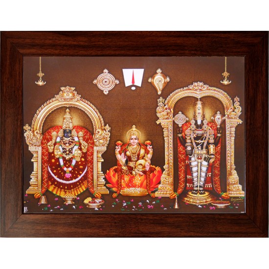 Lord  Thirupathi Balaji with Badmavathi Amman Wooden Photo Frame