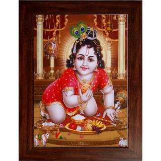 Lord  Baby Krishna Wooden Photo Frame