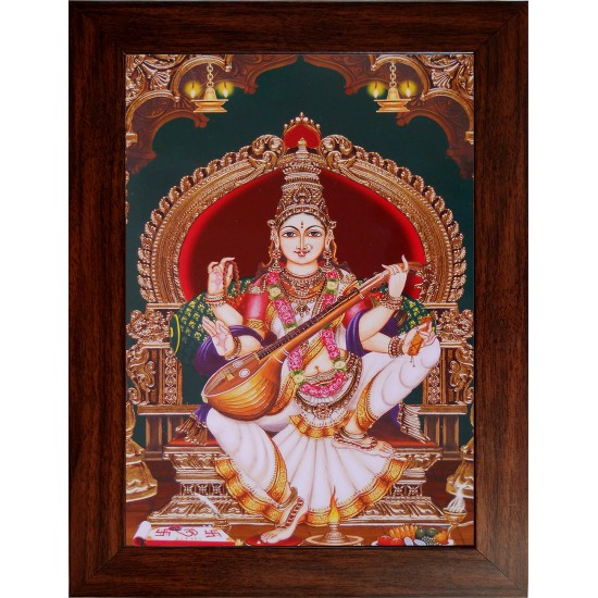 Lord  Saraswathi Wooden Photo Frame