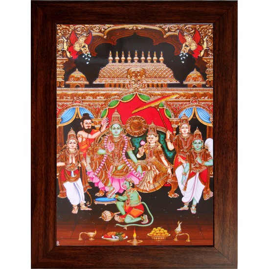 Lord  Ramar Pattabishegam Wooden Photo Frame
