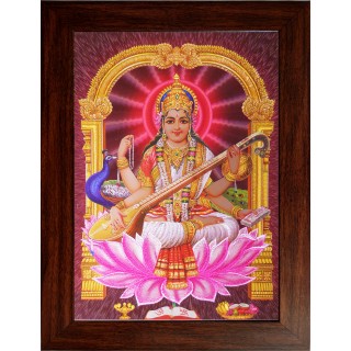 Lord  Saraswathi Wooden Photo Frame