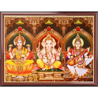 Saraswathi Lakshmi Ganesha Photo Frame