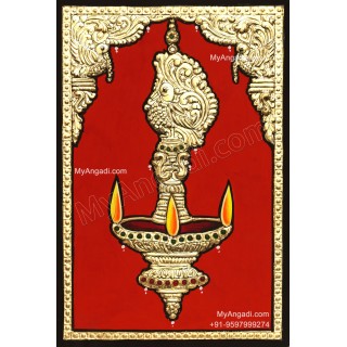 Vilakku Lamp Tanjore Painting