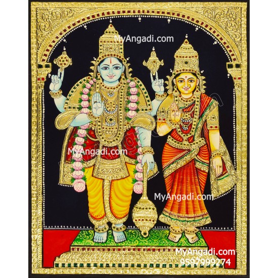 Vishnu and Lakshmi Tanjore Painting Vishnu and Lakshmi Tanjore Painting