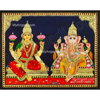 Panel Ganesha Lakshmi Tanjore Painting