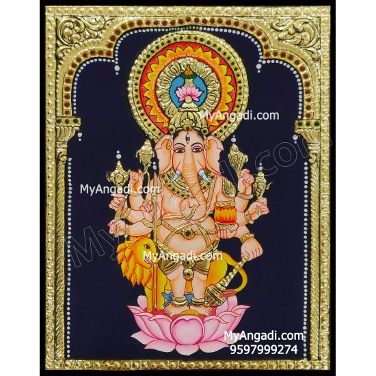 Kan Drishti Ganesha Tanjore Painting