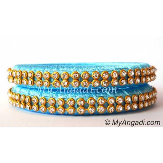 Turquoise Blue Colour Silk Thread Bangles-2 Set Turquoise Blue Colour Silk Thread Bangles-2 Set