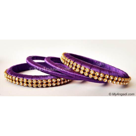 Violet Colour Silk Thread Bangles-4 Set Violet Colour Silk Thread Bangles-4 Set