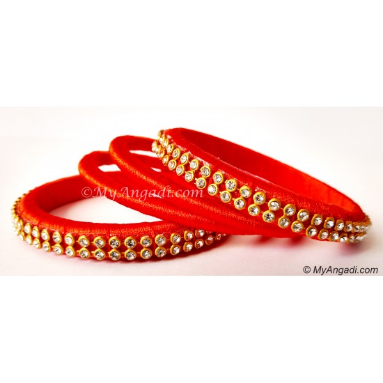Orange Colour Silk Thread Bangles-4 Set Orange Colour Silk Thread Bangles-4 Set