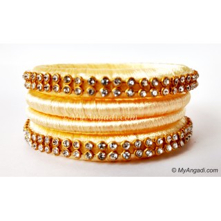Ivory Colour Silk Thread Bangles-4 Set