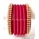 Magenta Colour Silk Thread Bangles-6 Set