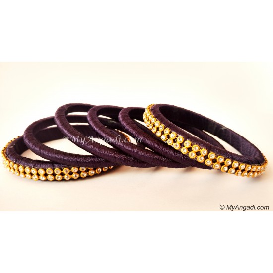 Dark Blue Colour Silk Thread Bangles-6 Set Dark Blue Colour Silk Thread Bangles-6 Set