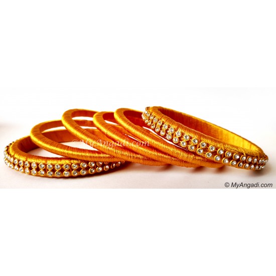 Golden Colour Silk Thread Bangles-6 Set Golden Colour Silk Thread Bangles-6 Set