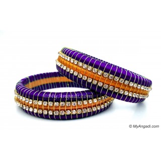Violet Colour Silk Thread Bangles-Triple Set Violet Colour Silk Thread Bangles-Triple Set