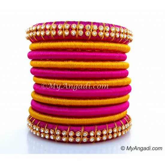 Purple Silk Thread Bangles-11 Set Purple Silk Thread Bangles-11 Set
