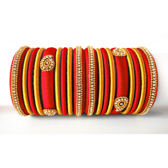 Red Grand Wedding Silk Thread Bangle Set with Jhumka Earrings Red Grand Wedding Silk Thread Bangle Set with Jhumka Earrings