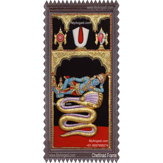 3D Perumal On Aadhiseshan Tanjore Painting