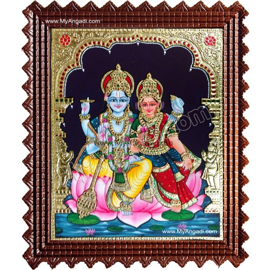 Vishnu and Lakshmi Tanjore Painting Vishnu and Lakshmi Tanjore Painting