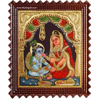 Yasotha Feeding Krishna Tanjore Painting Yasotha Feeding Krishna Tanjore Painting