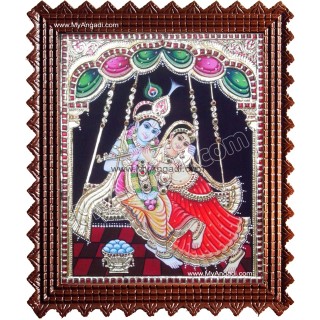 Swinging Radhe Krishna Tanjore Painting