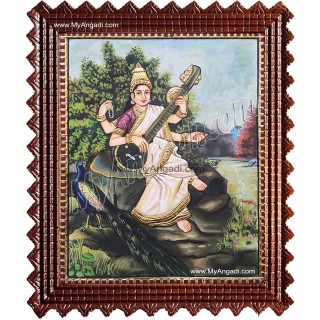 Ravi Varma Saraswathi Tanjore Painting Ravi Varma Saraswathi Tanjore Painting