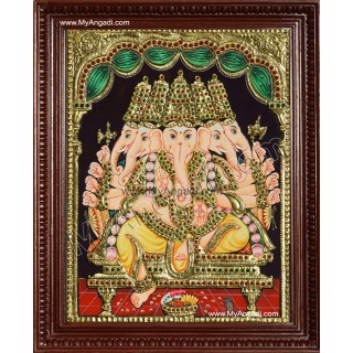 Panchamuga Ganesha Tanjore Painting Panchamuga Ganesha Tanjore Painting