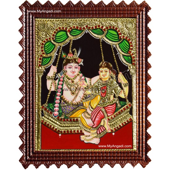 Swinging Radha Krishna Tanjore Painting