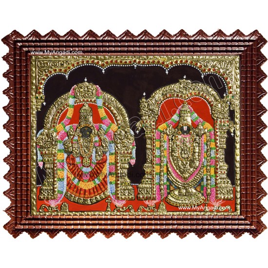 Thirupathi Venkatachalapathi & Thaayar Padmavathi Tanjore Painting Thirupathi Venkatachalapathi & Thaayar Padmavathi Tanjore Painting