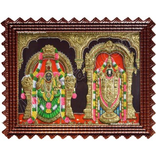 Thirupathi Venkatachalapathi & Thaayar Padmavathi Tanjore Painting