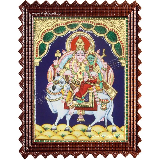 Pradosham Shiva Parvathi in Nandhi Tanjore Painting