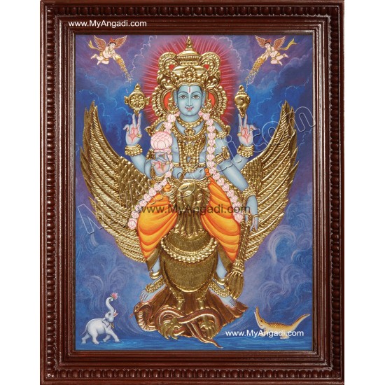 Narayanan Gajendra Moksham Tanjore Painting Narayanan Gajendra Moksham Tanjore Painting