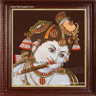 Face Krishna Playing Flute Tanjore Painting Face Krishna Playing Flute Tanjore Painting