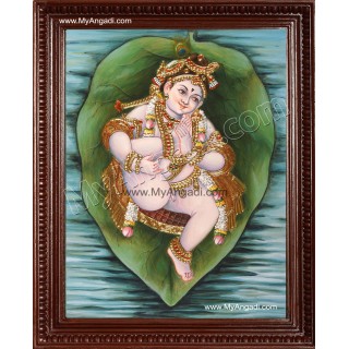 Alilai Krishna Tanjore Painting Alilai Krishna Tanjore Painting