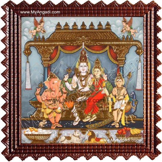 Lord Shiva Family Tanjore Painting Lord Shiva Family Tanjore Painting