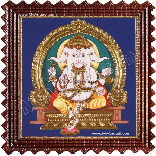 Pancha muga Ganesha Tanjore Painting