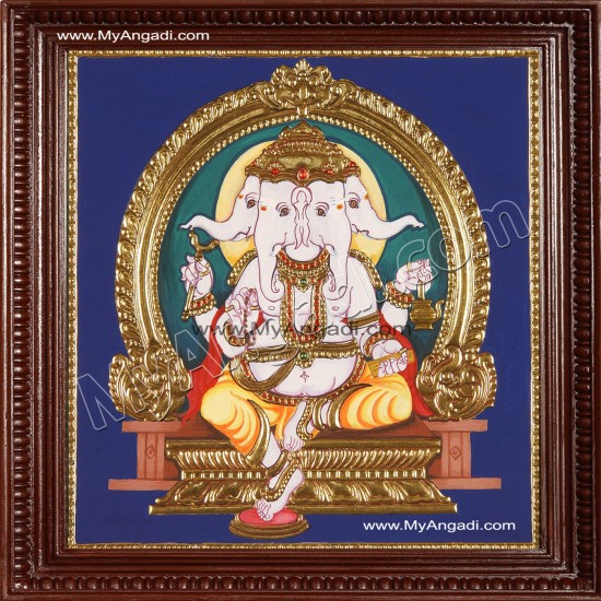 Pancha muga Ganesha Tanjore Painting