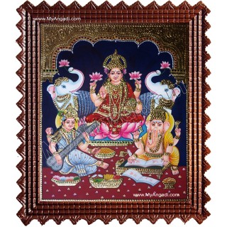 Lakshmi, Saraswati and Ganesha Tanjore Paintings Lakshmi, Saraswati and Ganesha Tanjore Paintings