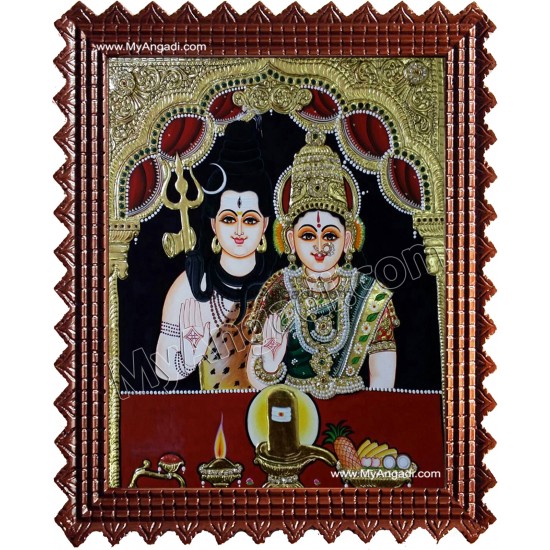 Shiva and Parvathi Devi Tanjore Paintings Shiva and Parvathi Devi Tanjore Paintings