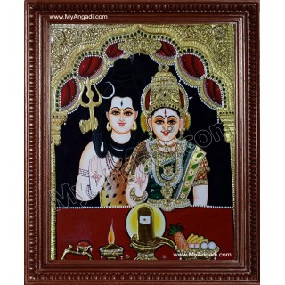 Shiva and Parvathi Devi Tanjore Paintings