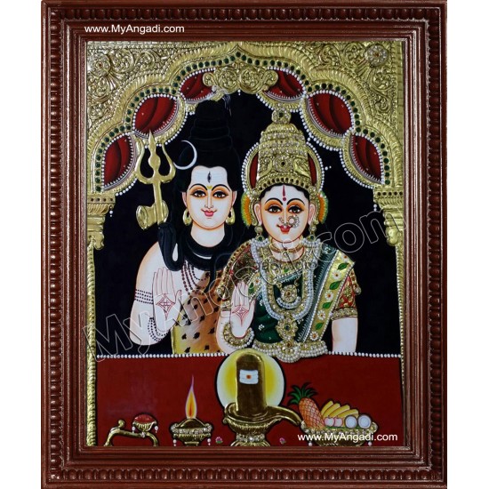 Shiva and Parvathi Devi Tanjore Paintings Shiva and Parvathi Devi Tanjore Paintings